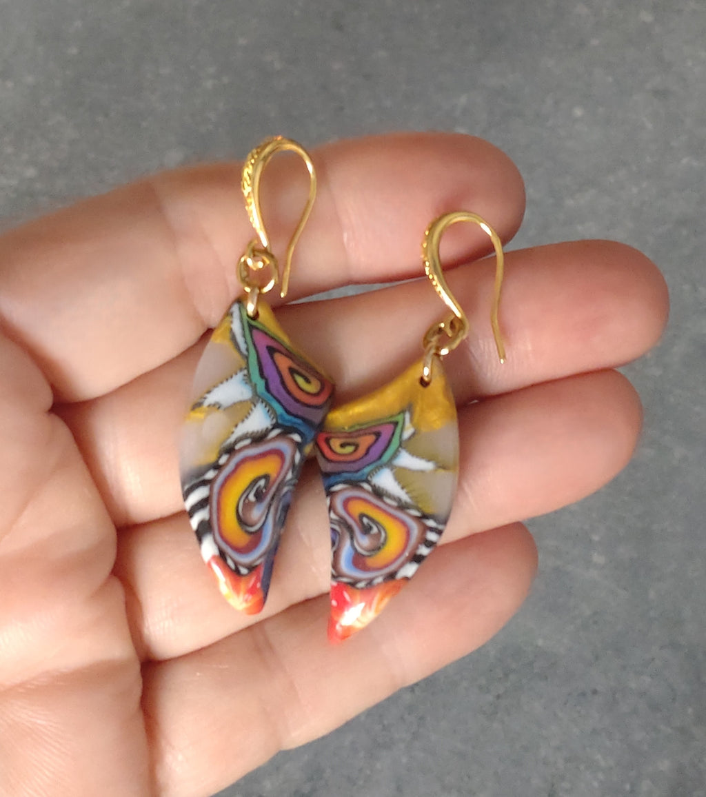 FIMO Ohrringe Abstrakte Herzform – Handgemachter Unikat Schmuck | Perl.RitH