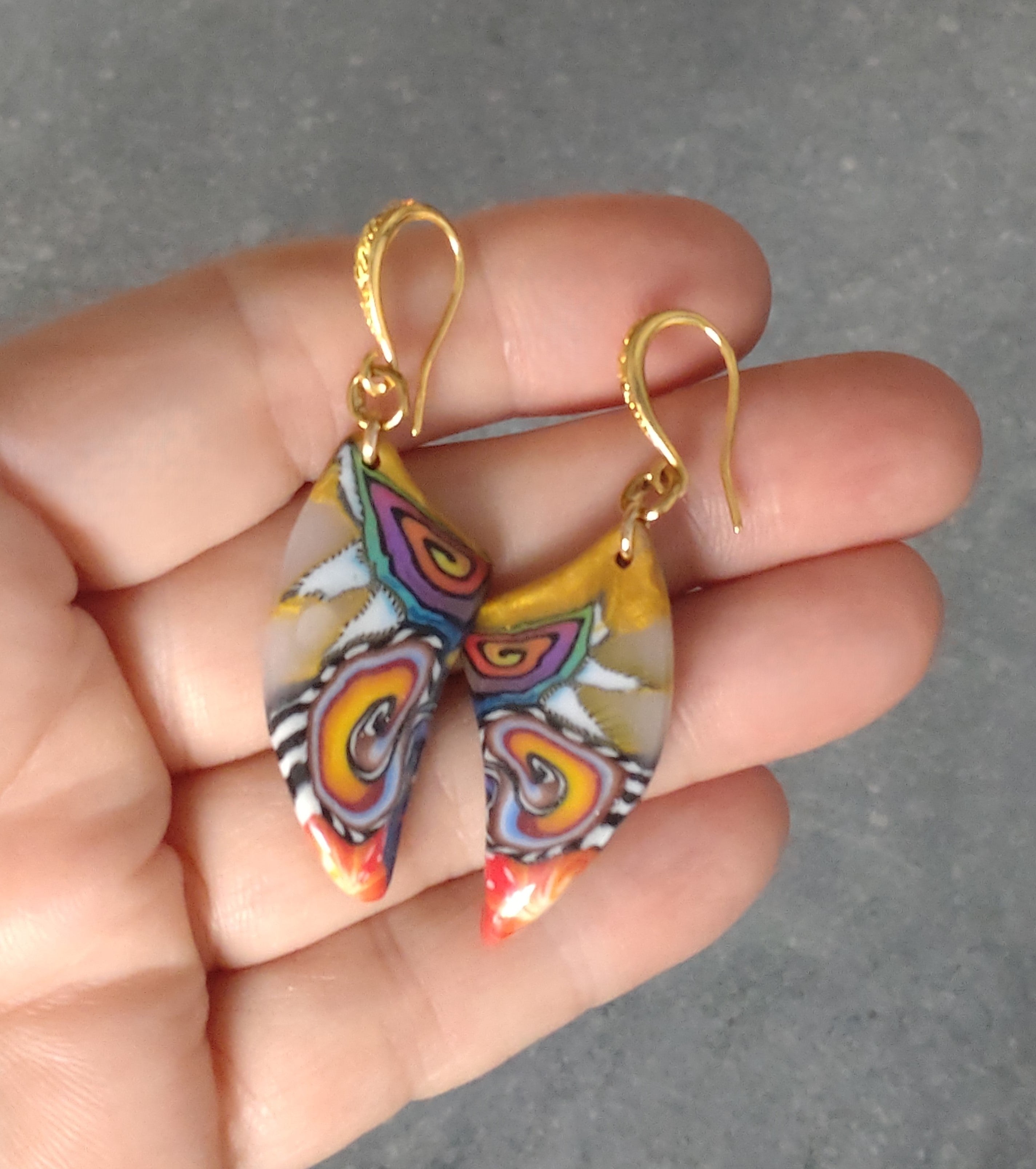 FIMO Ohrringe Abstrakte Herzform – Handgemachter Unikat Schmuck | Perl.RitH