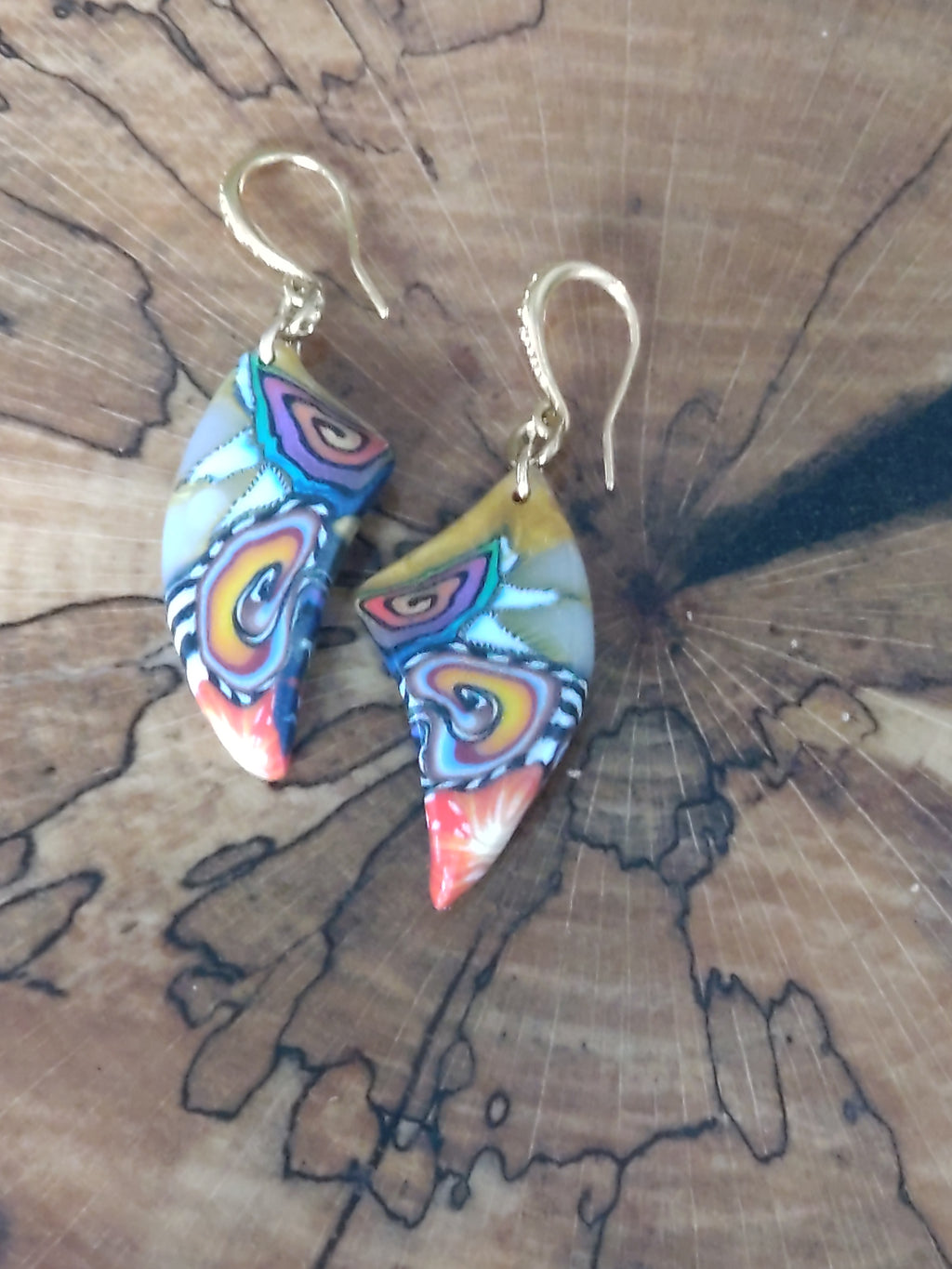 FIMO Ohrringe Abstrakte Herzform – Handgemachter Unikat Schmuck | Perl.RitH