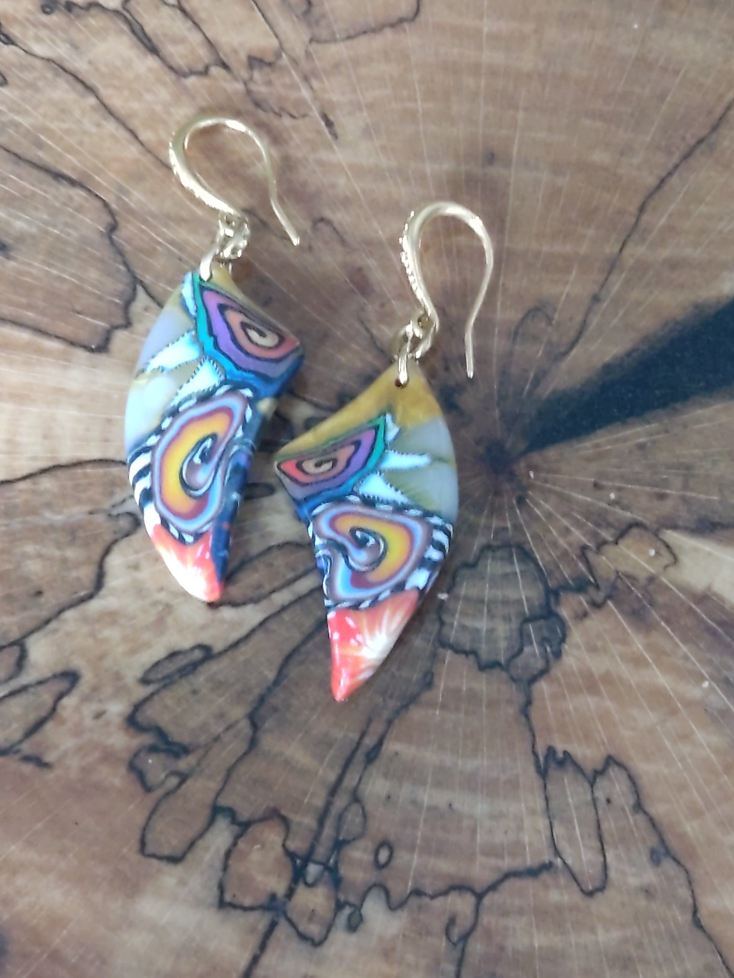 FIMO Ohrringe Abstrakte Herzform – Handgemachter Unikat Schmuck | Perl.RitH