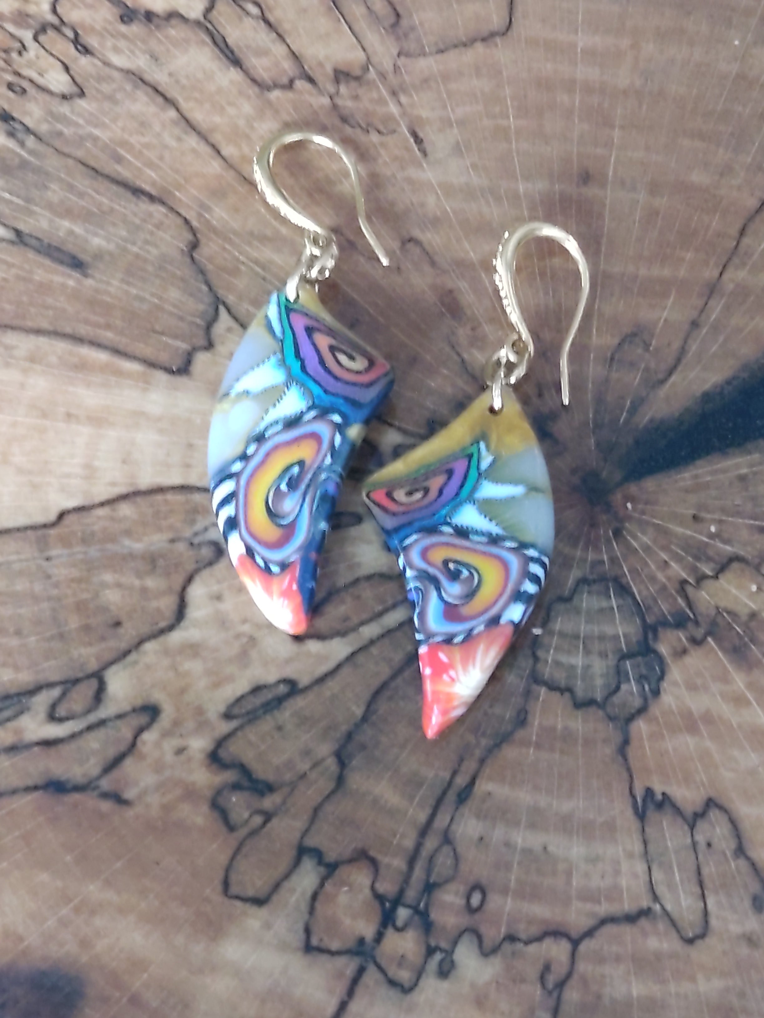FIMO Ohrringe Abstrakte Herzform – Handgemachter Unikat Schmuck | Perl.RitH
