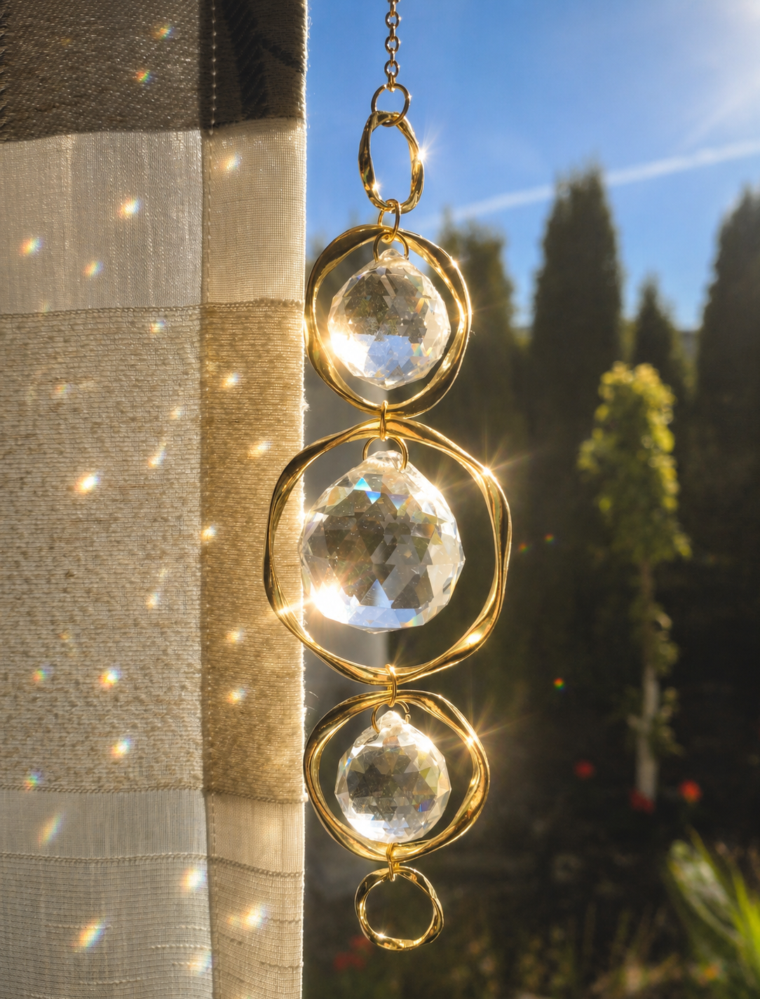 Kristall Sonnenfänger mit Regenbogen-Effekt – Fensterdeko & Gartendeko | Perl.RitH