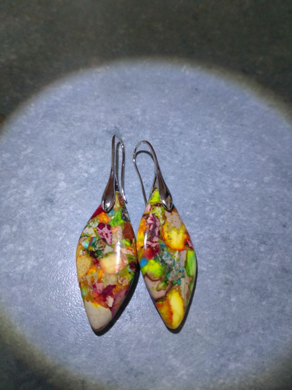 Jaspis Ohrringe Rot Gelb Türkis – Naturstein Boho Schmuck | Perl.RitH