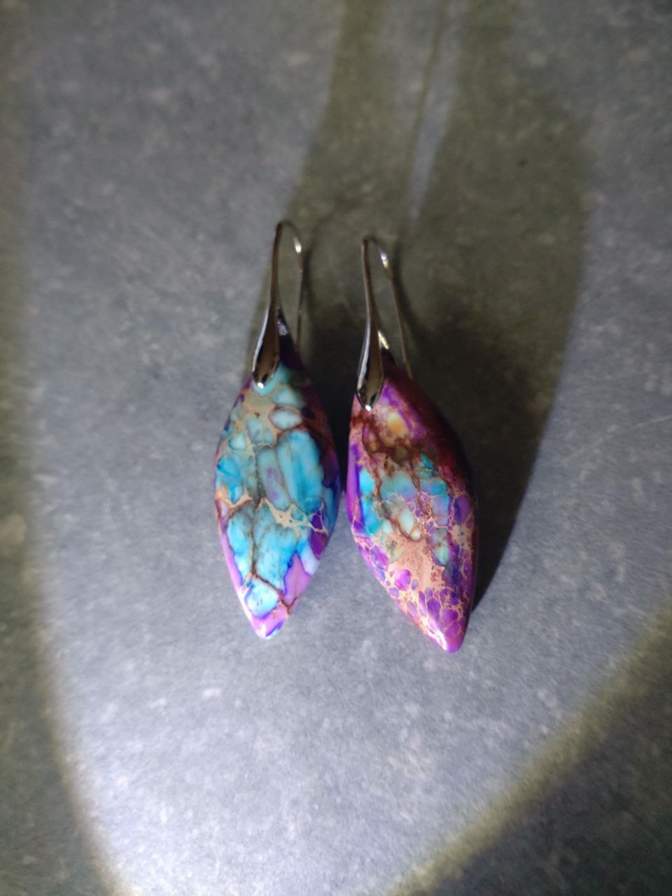 Pink Türkis Jaspis Ohrringe – Meeressediment Boho Heilstein Schmuck | Perl.RitH
